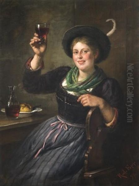 Joyeuse Buveuse Oil Painting by Rudolf Epp