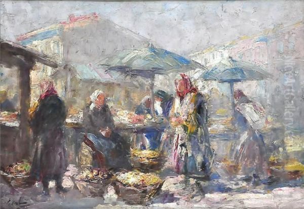 Polnischer Marktplatz Oil Painting by Erno Erb