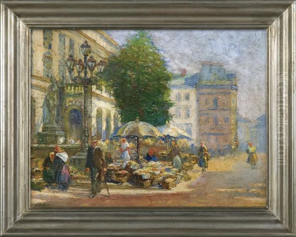 Town Hall In Lwow Oil Painting by Erno Erb