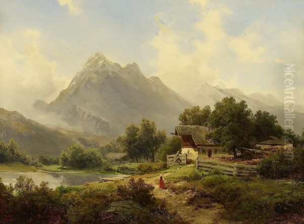 Gegend Bei Kufstein In Tirol Oil Painting by Julius Erbe