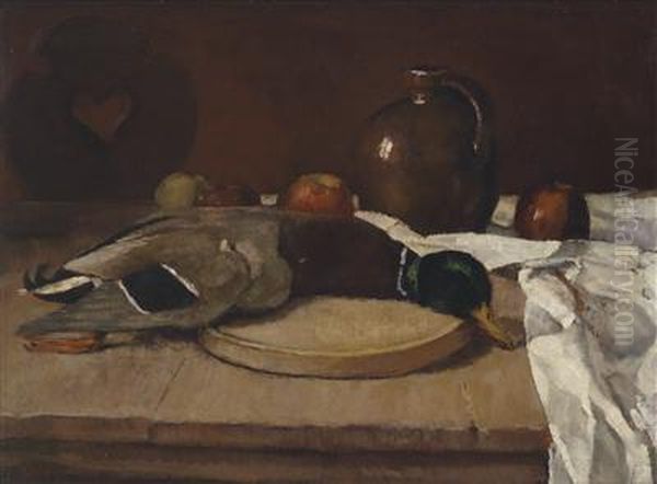 Still Life With Duck Oil Painting by Robert Erbe