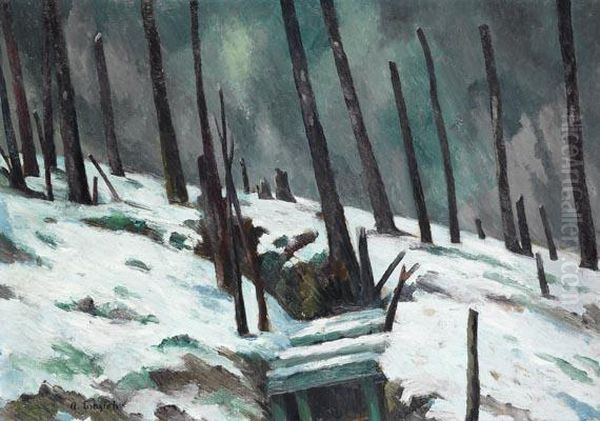 Zerschossener Wald Bei Verdun Oil Painting by Adolf Erbsloh