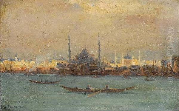 Hagia Sophia From The Bosphorus Oil Painting by Sarkis Erganian