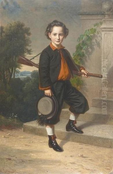 Der Junge Jager. Oil Painting by Georg Friedrich Erhardt