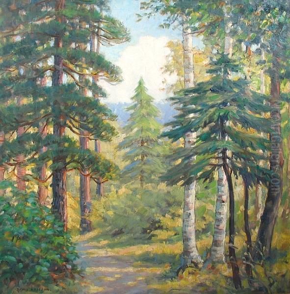 A Forest Path Oil Painting by David Ericson