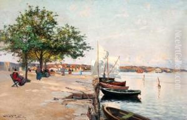 Marstrands Kaj Vid Sodra Inloppet Oil Painting by Johan Erik Ericson