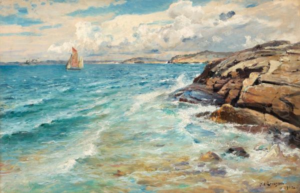 Coastal Scene From Marstrand Oil Painting by Johan Erik Ericson