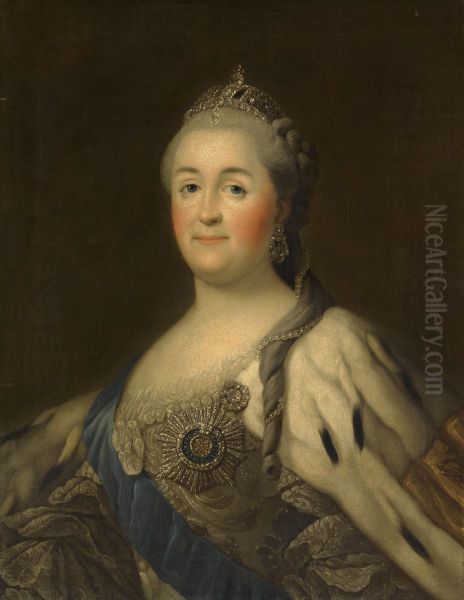 Portrait Of Catherine The Great Oil Painting by Vigilius Eriksen