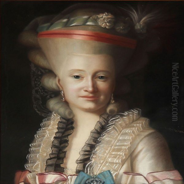 Hans Christian Vantore, Nee Hansen (1861-1928) After Vigilius Erichsen: Portrait Of Mette Pauline Schack, Nee Rosenborn. Oil Painting by Vigilius Eriksen