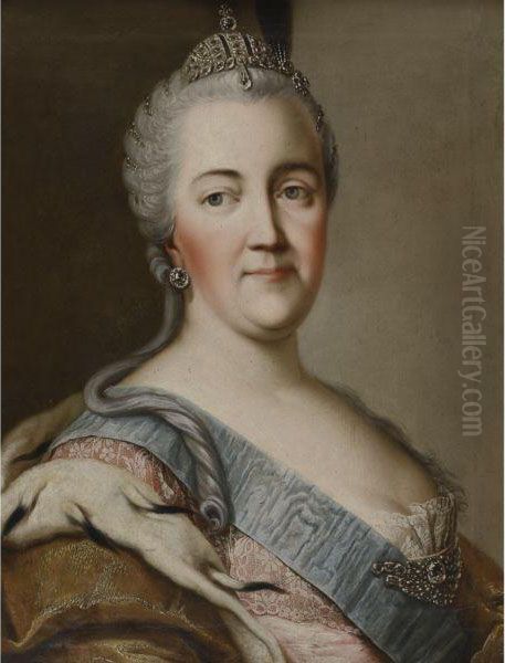 Portrait Of Catherine The Great Oil Painting by Vigilius Eriksen