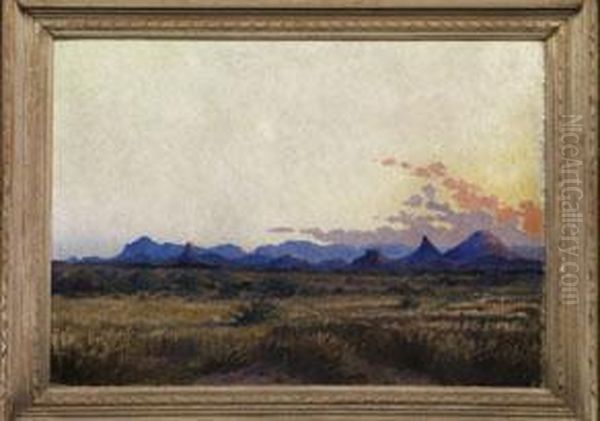 Sudafrikanische Landschaft Bei Aufgehender Sonne Oil Painting by Axel Eriksson