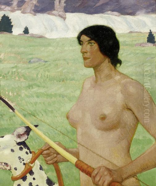 The Hunting Goddess Diana Oil Painting by Fritz Erler