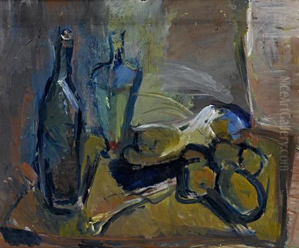 Still Life With Bottles Oil Painting by Vera Mikhailovna Ermolaeva