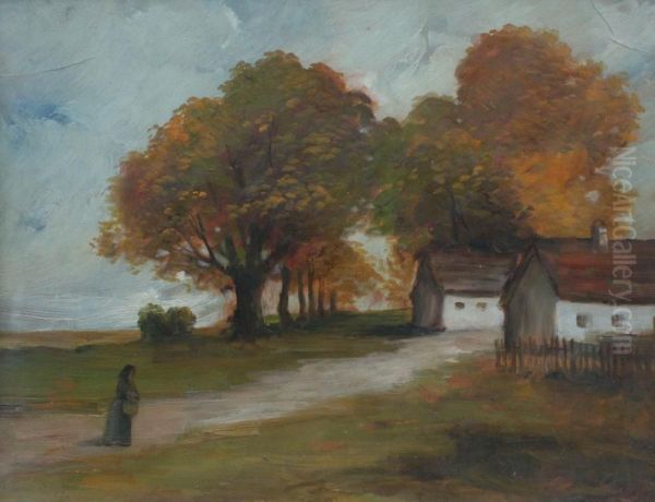 Figure In Landscape Oil Painting by Marko Erno