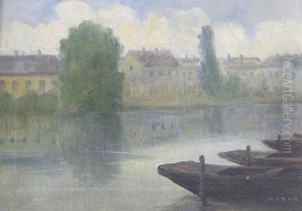 Punts On A River Oil Painting by Marko Erno