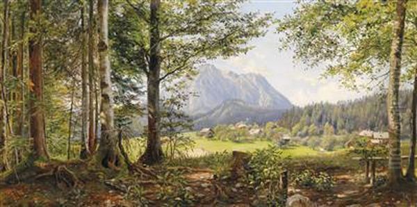 Favourite Place, View Of The Sarstein And The Lichtersberg Next To Alt-aussee In Styria Oil Painting by Marie Ertl