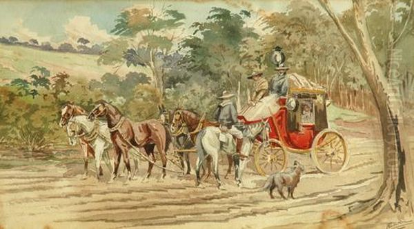 Stage Coach Oil Painting by Arthur Esam