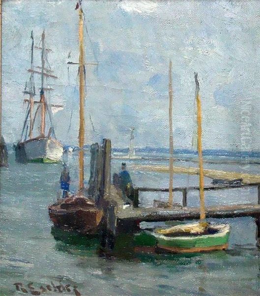 Seegelbote Ampier Oil Painting by Hermann Richard Eschke