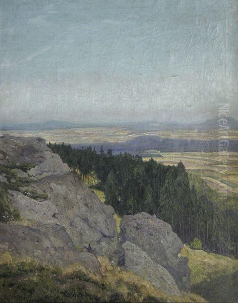 Blick In Eine Weite Landschaft Oil Painting by Hermann Richard Eschke