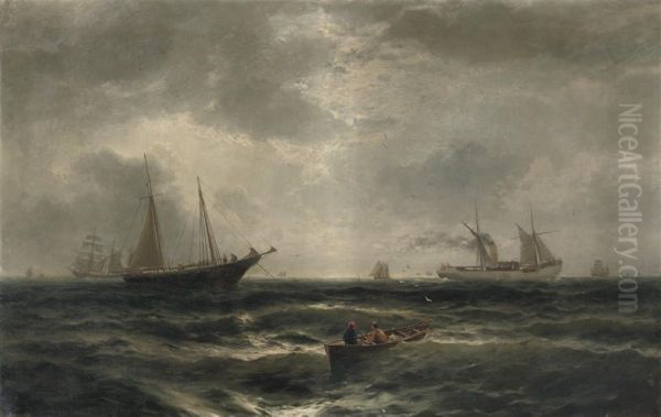 Fischerboote Auf Der Neufreundlandbank Oil Painting by Hermann Richard Eschke