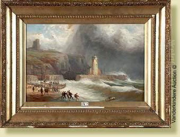 Tempete Sur La Cote Oil Painting by Hermann Richard Eschke