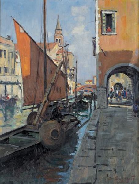 Canale Veneziano Oil Painting by Cesare Esposito