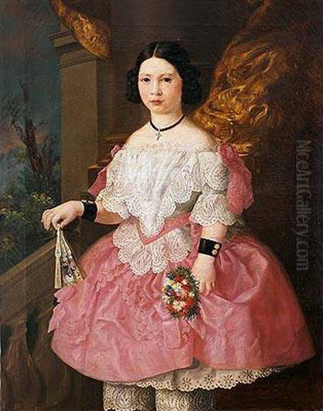 Retrato De D Carmen Carbo Soria De Paz Peraza De Nina Oil Painting by Antonio Maria Esquivel Y Suarez De Urbina