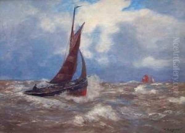 Segelboote Auf See Oil Painting by Alexander Essfeld