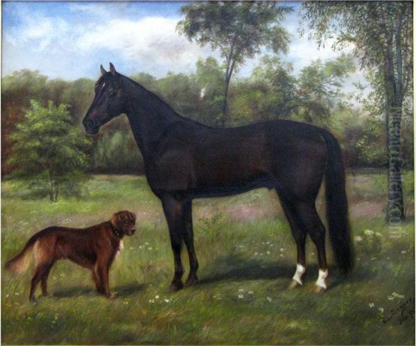 Portrait Of Horse And Dog Oil Painting by Lucas Essie Leone Seavey