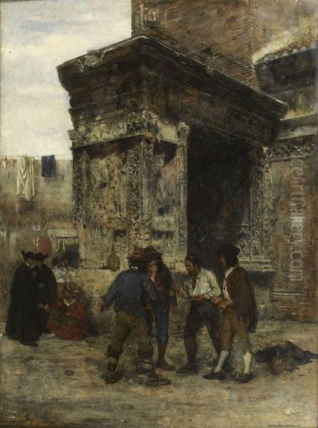 Scene Animee Dans Une Rue De Rome Oil Painting by Theodor Josef Ethofer