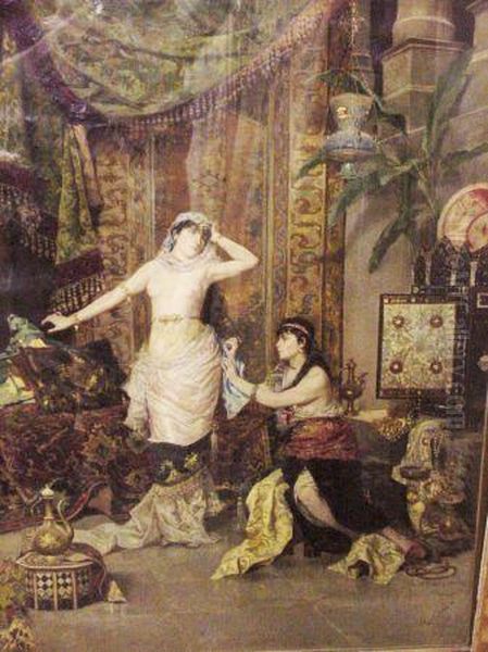 Harem Scene Oil Painting by W. Etienne