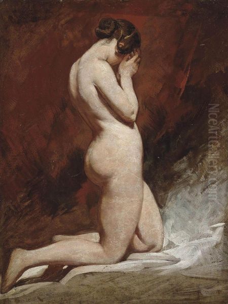 Kneeling Nude Oil Painting by William Etty