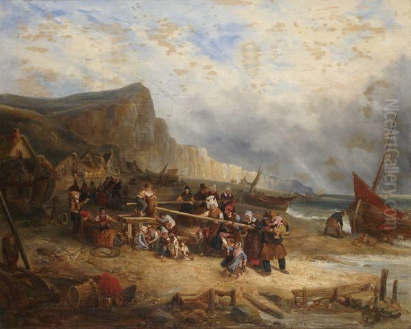 Le Retour De La Peche Sur La Plage Oil Painting by Eugene Isabey