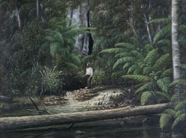 Forest Fisherman Oil Painting by Alfred William Eustace