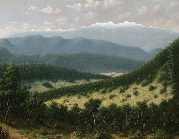 Alpine Landscape, Near Beechworth Oil Painting by A.W. Eustace