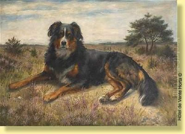 Chienberger Sur Fond De Paysage Oil Painting by A.E. Evans