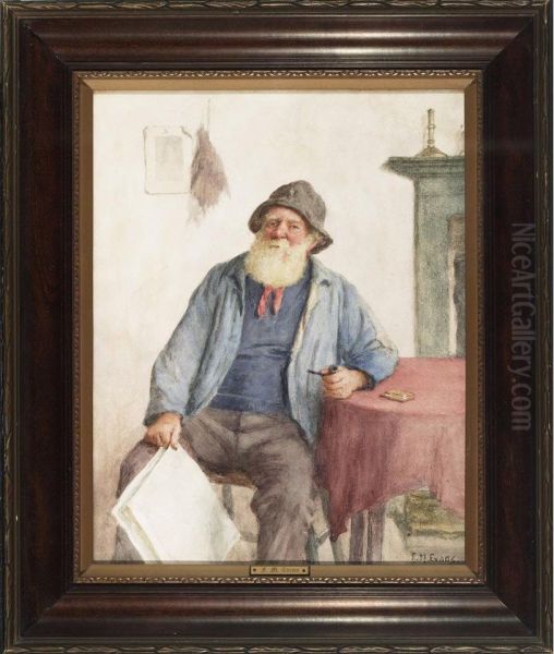 Fisherman With His Navigation Map Oil Painting by Frederick Mcnamara Evans