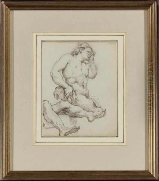 Studies Of Male Nudes Probably After The Antique Oil Painting by George William Evans