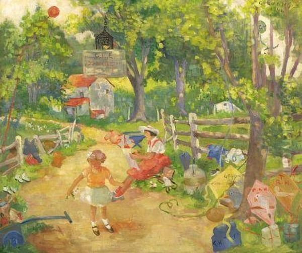 School Days Oil Painting by Grace Hamilton Frenc Evans