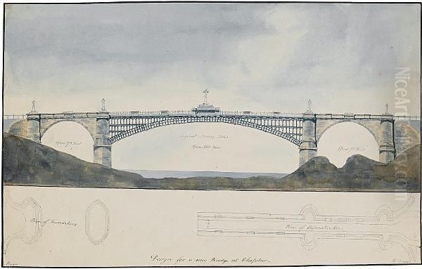 Design For A New Bridge At Chepstow Oil Painting by Richard Evans