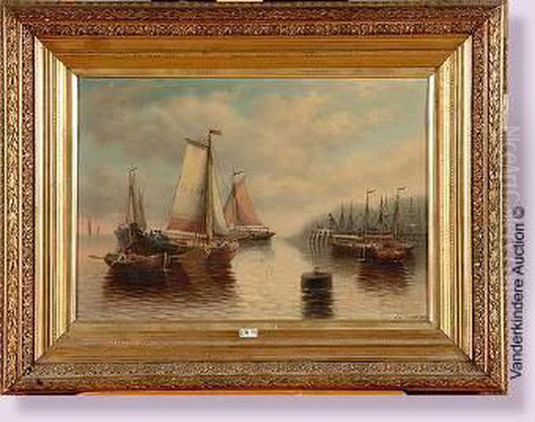 Vue De Port Anime Oil Painting by J.J. Everard