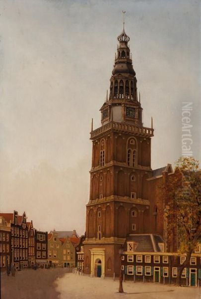 The Oude Kerk In Amsterdam Oil Painting by Frans Everbag