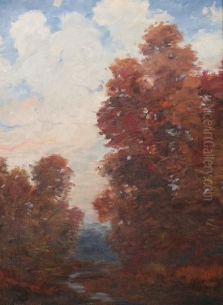 Autumn Landscape Oil Painting by John B. Everett