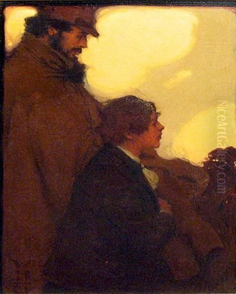 A Portrait Of A Father And Son In Profile Oil Painting by Walter Hunt Everett