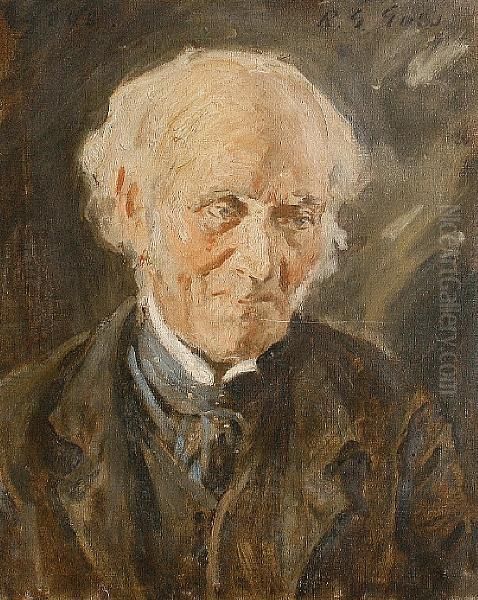 Portrait Of An Old Man Oil Painting by Reginald Grenville Eves