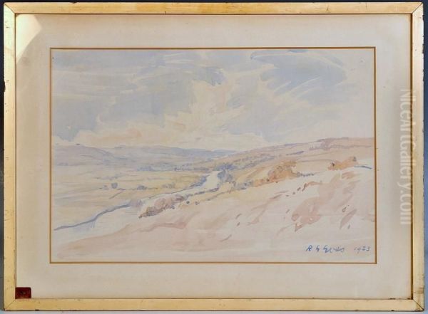 Tees Looking Towards Middleton Oil Painting by Reginald Grenville Eves