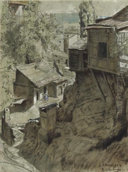 Un Coin Perdu De Tiflis Oil Painting by Evgen'Evich Lansere Evgenii