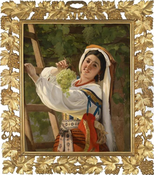 Laughing Girl In Southern Italian Folk Costume Oil Painting by Evgraf Semenovich Sorokin