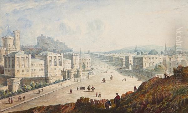 Picturesque Views Of Edinburgh Oil Painting by John H. Wilson