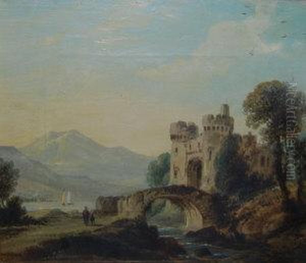 Ancient Castle At Tarbet, Loch Lomond Oil Painting by John H. Wilson